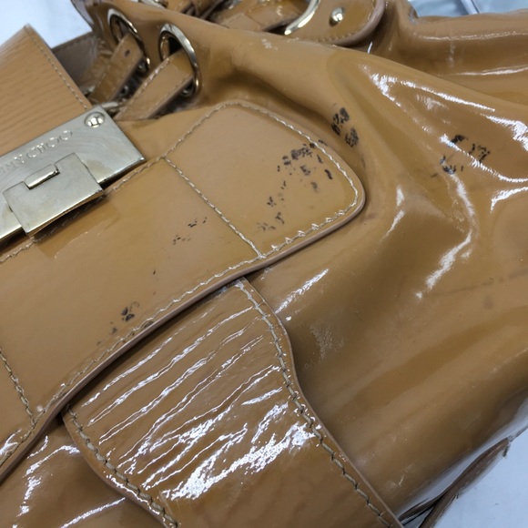 Jimmy Choo Patent Leather Hobo Shoulder Handbag ✅Offers Welcome - Picture 12 of 16